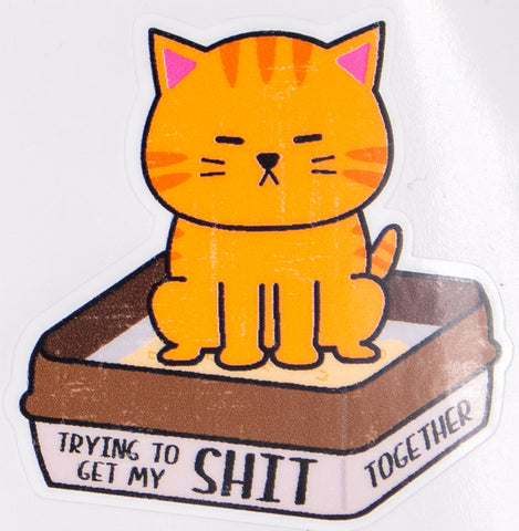 Cat Trying To Get My Shit Together Vinyl Car Sticker