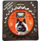 Akita Dog Bottle Ninja Stainless Steel Opener Magnet