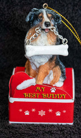Australian Shepherd Statue Best Buddy Christmas Ornament