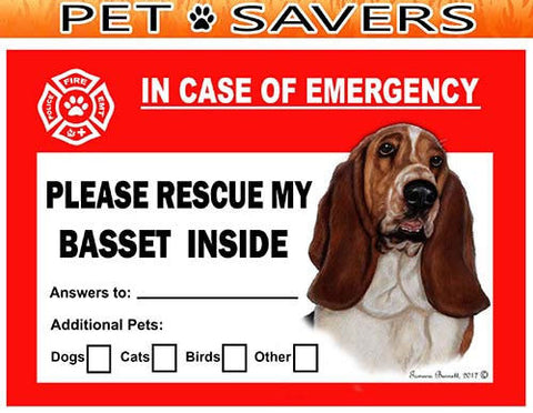 Basset Hound Emergency Window Cling