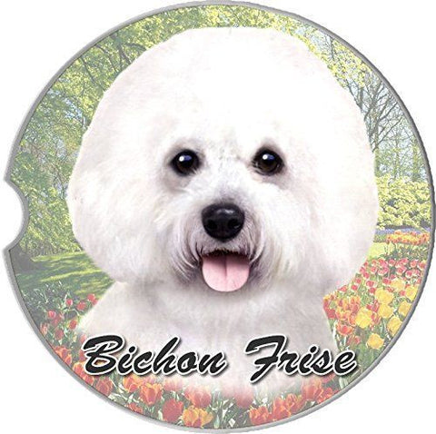 Bichon Frise Sandstone Absorbent Dog Breed Car Coaster