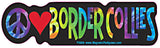 Peace Love Border Collie Yippie Hippie Dog Car Sticker