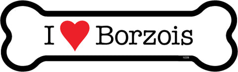 I Love Borzois Dog Bone Magnet