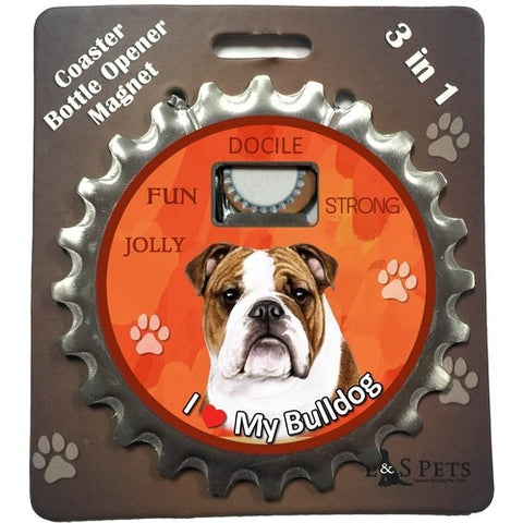 Bulldog Dog Bottle Ninja Stainless Steel Opener Magnet