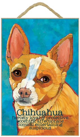 Chihuahua Tan Ursula Dodge Wood Dog Sign