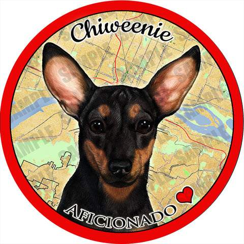 Chiweenie Black Absorbent Porcelain Dog Breed Car Coaster