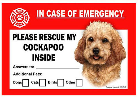 Cockapoo Dog Emergency Window Cling
