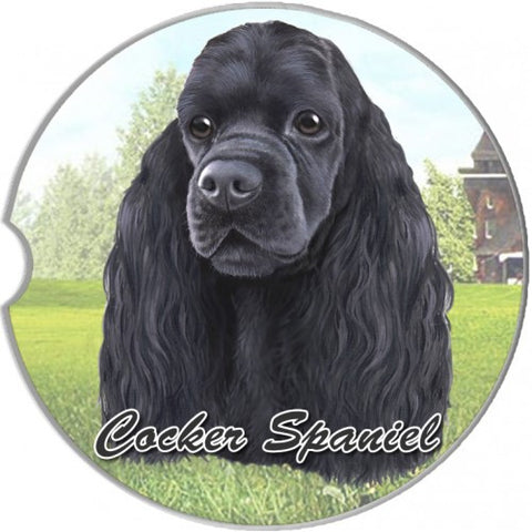 Cocker Spaniel Black Sandstone Absorbent Dog Breed Car Coaster