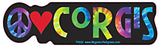 Peace Love Corgi Yippie Hippie Dog Car Sticker