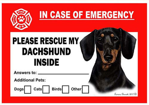 Dachshund Black Dog Emergency Window Cling