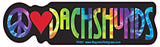 Peace Love Dachshund Yippie Hippie Dog Car Sticker
