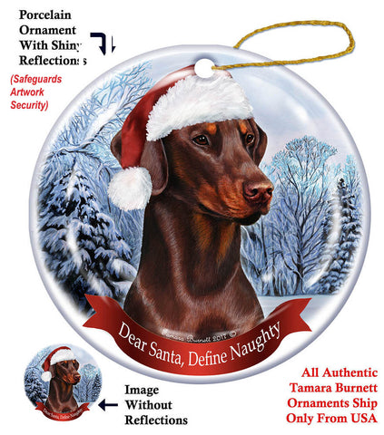 Doberman Pinscher Red Howliday Dog Christmas Ornament
