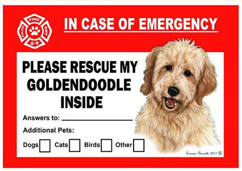 Goldendoodle Dog Emergency Window Cling