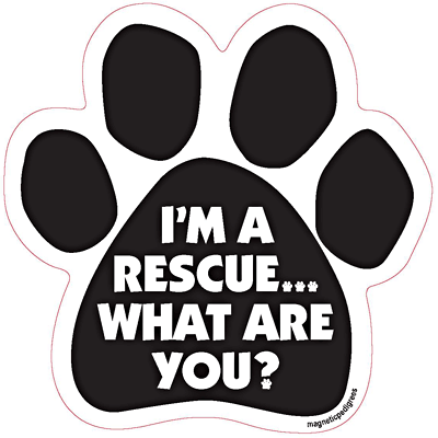 I'm A Rescue...What Are You? Dog Paw Magnet