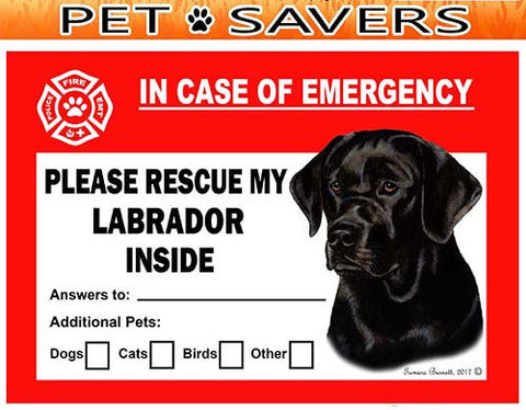 Labrador Black Emergency Window Cling