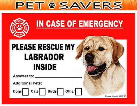 Labrador Yellow Emergency Window Cling