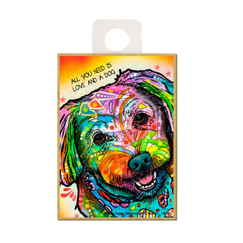 Maltese All You Need Is Love And A Dog Dean Russo Wood Dog Magnet