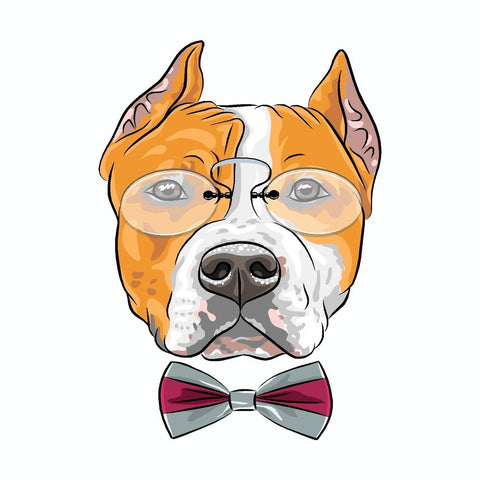 Pit Bull with Glasses and Tie Sticker
