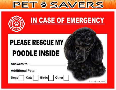 Poodle Dog Emergency Window Cling