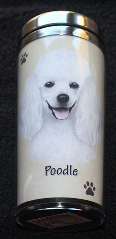 Poodle White Stainless Steel Travel Tumbler