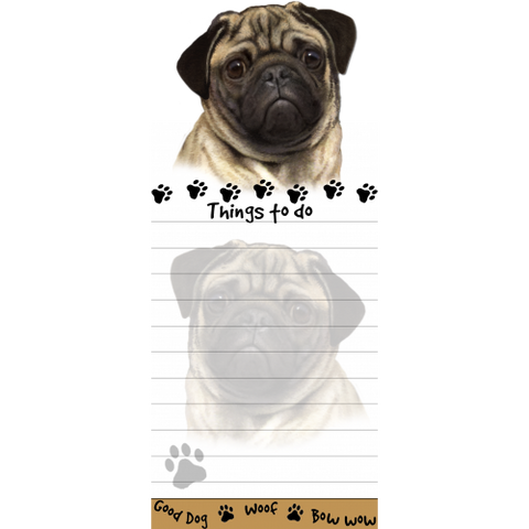 Pug Fawn List Stationery Notepad
