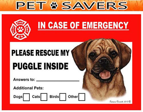 Puggle Dog Emergency Window Cling