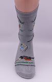American Robin Bird Dog Breed Novelty Socks Gray