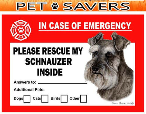 Schnauzer Dog Emergency Window Cling