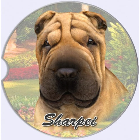 Shar Pei Sandstone Absorbent Dog Breed Car Coaster