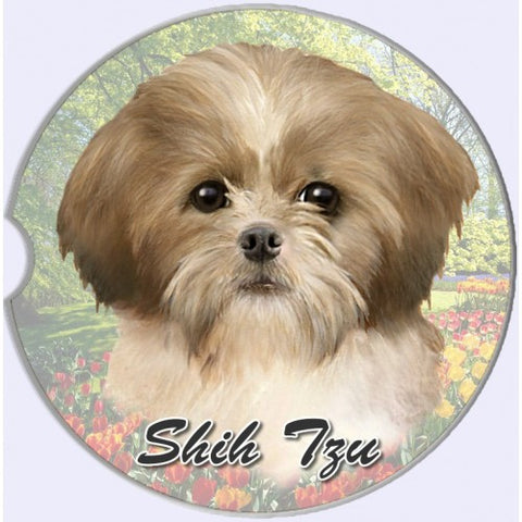 Shih Tzu Tan Puppy Sandstone Absorbent Dog Breed Car Coaster