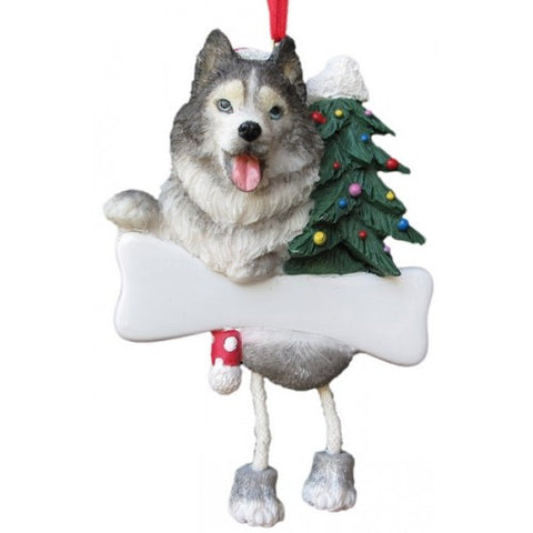 Dangling Leg Siberian Husky Dog Christmas Ornament