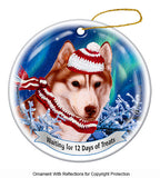 Siberian Husky Red Howliday Dog Christmas Ornament