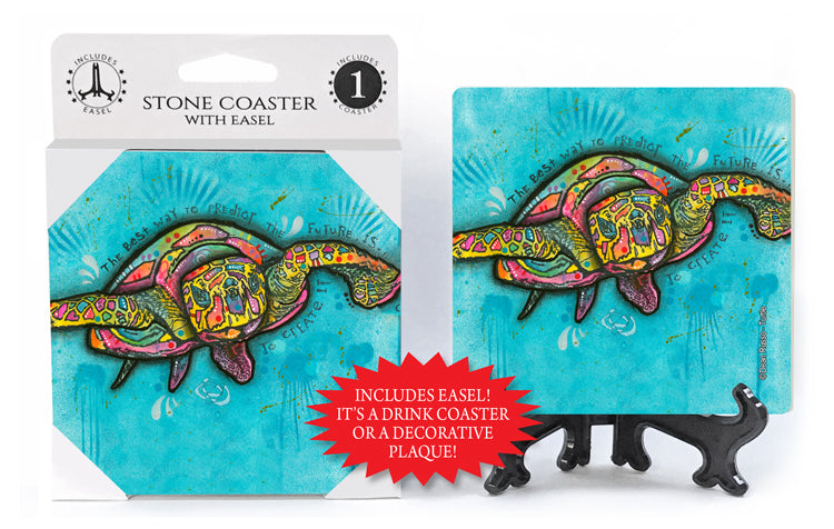 Turtle The Best Way To Predict The Future Is To Create It Dog Dean Russo Drink Coaster