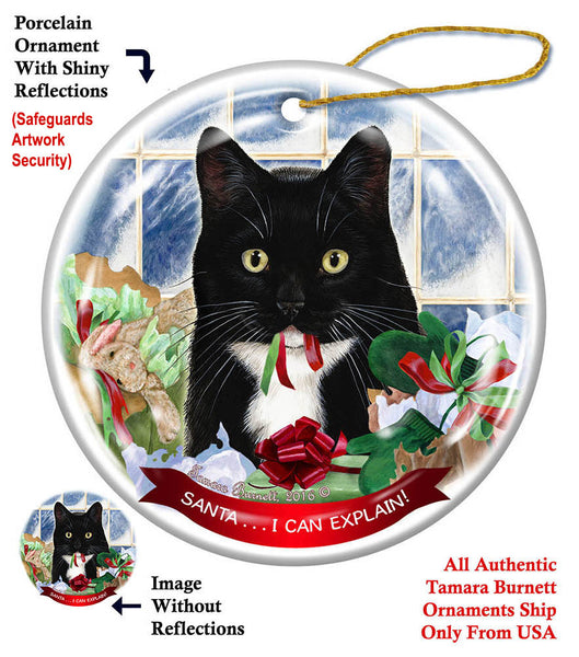 Black and White Tuxedo Cat Howliday Cat Christmas Ornament | Doggy ...