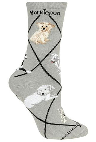 Yorkiepoo Dog Breed Novelty Socks Gray