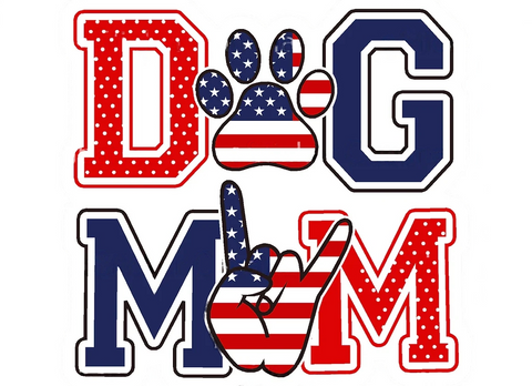 Dog Mom Red White And Blue Vinyl Sticker