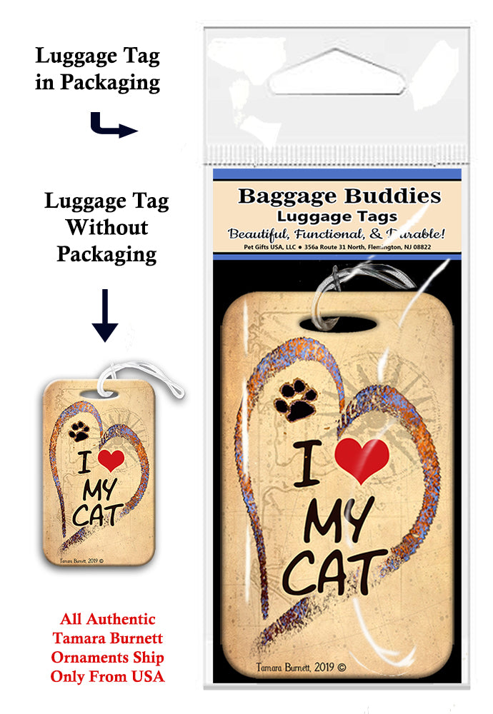 I Heart Love My Cat Baggage Buddy Luggage Tag