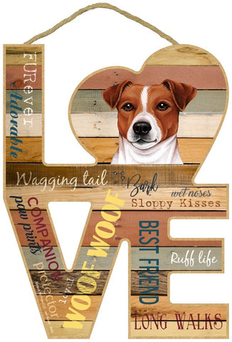 Jack Russell Wood Love Sign