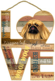 Pekingese Wood Love Sign