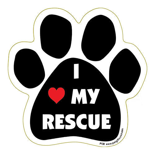 I Love My Rescue Dog Paw Magnet