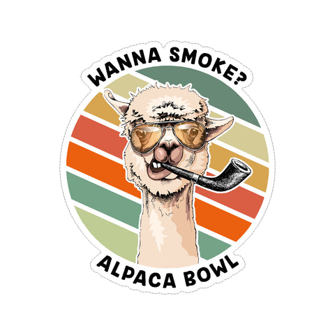 Wanna Smoke Alpaca Bowl Marijuana Sticker