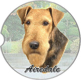 Airedale Sandstone Absorbent Dog Breed Car Coaster