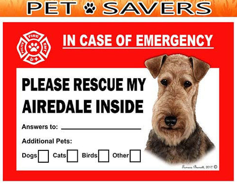 Airedale Terrier Emergency Window Cling