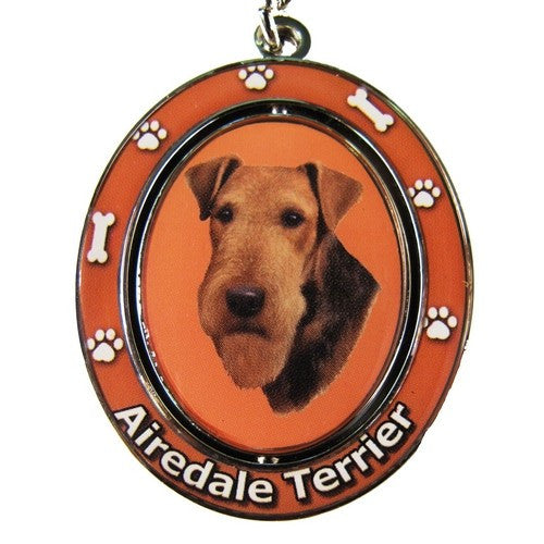 Airedale Terrier Dog Spinning Keychain