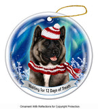 Akita Silver and Black Howliday Dog Christmas Ornament
