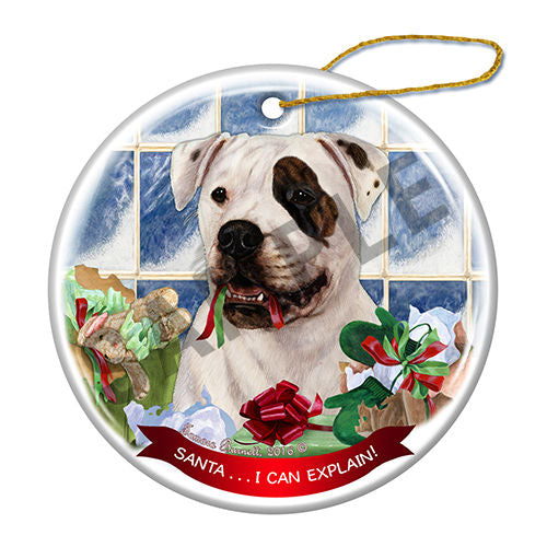 American Bulldog Brindle Eye Howliday Dog Christmas Ornament