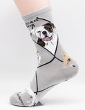 American Bulldog Dog Breed Novelty Socks Gray