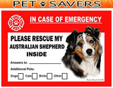 Australian Shepherd Emergency Window Cling