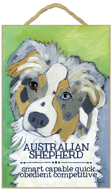 Australian Shepherd Ursula Dodge Wood Dog Sign