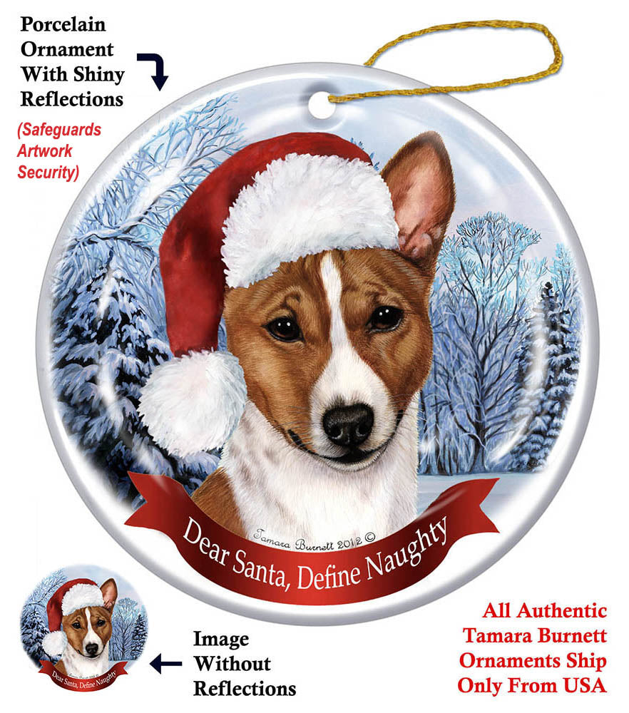 Basenji Red Howliday Dog Christmas Ornament